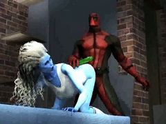 Hot 3D babe gets licked and fucked by Deadpool