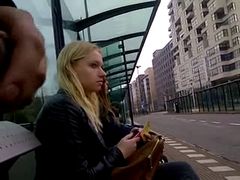 Dick flashing blond at bus stop
