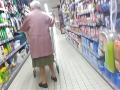 Granny upskirt stocking with suspender