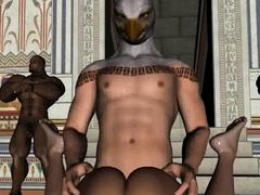 3D babe getting fucked by a stud in an eagle mask