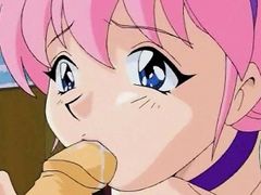 Pink haired hentai doll starts off with a BJ