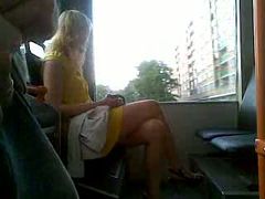 Stroking my cock next to gorgeous blondie in public bus