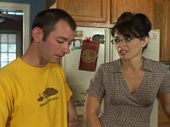 Sexy housewife in glasses fucked hardcore in her kitchen