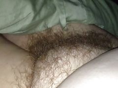 revealing the wifes soft furry natural hairy pubic bush.