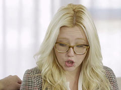 Cute and nerdy sweetie Samantha Rone got her anus gaped