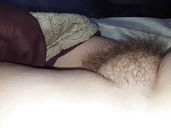 rubbing the wifes sexy soft hairy pussy mound