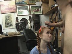 Pretty Red Haired Teen Dolly Little Blowjob In Office