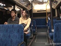 Airi Minami sucks a cock in a bus and gets facialed