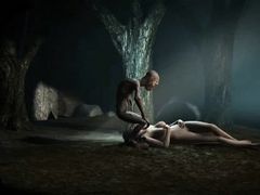 Hot 3D babe getting fucked outdoors by Gollum